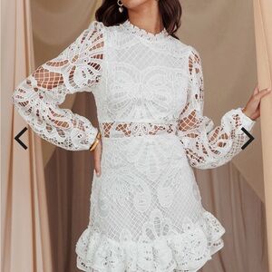 Selfie Leslie White Lace Mini Dress